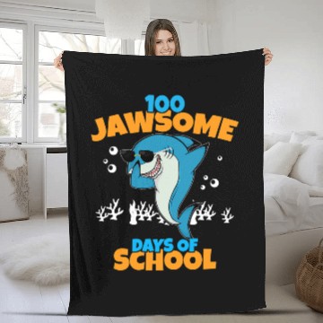 Discover Shark Pet Funny Shark 100th Day of School Jawsome Baseball Tees Fleece Blankets