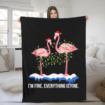 Discover Flamingo Pet Christmas Im Fine Everything Is Fine Christmas Fleece Blankets