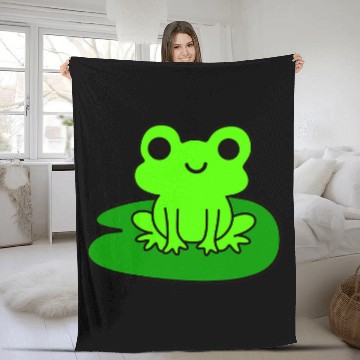 Discover Frog Pet on Lily Pad Cute Fleece Blankets
