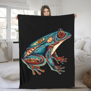 Discover Frog Pet Native American Indian Style Art Pacific Northwest 8 Fleece Blankets