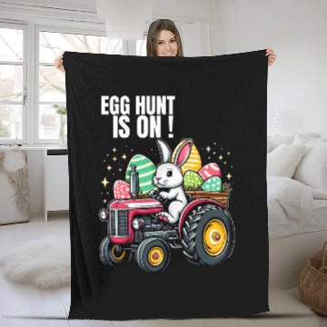 Discover Tractor Fun Funny Egg Hunt Is On Quote Easter Day Bunny Driving Tractor 1 Fleece Blankets