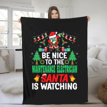 Discover Be Nice to the Maintenance Electrician Santa 2Christmas Fleece Blankets