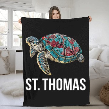 Discover Turtle Pet St Thomas Tribal Sea Turtle Fleece Blankets