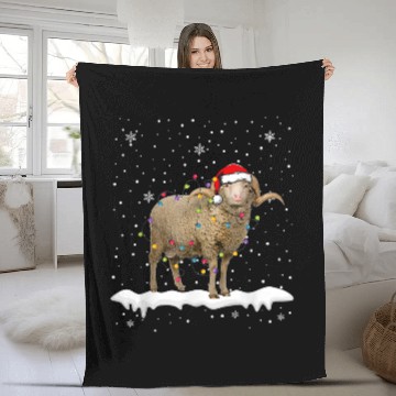 Discover Sheep Pet Funny Santa Sheep Christmas Lights Animals Lover Fleece Blankets