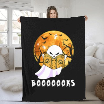 Discover Book Fun ghosts Booooks Halloween Reading Librarian Bookworm Teacher 191 Fleece Blankets