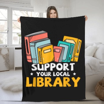 Discover Book Fun Nerds Support Your Local Library Librarian Reading 0 Fleece Blankets