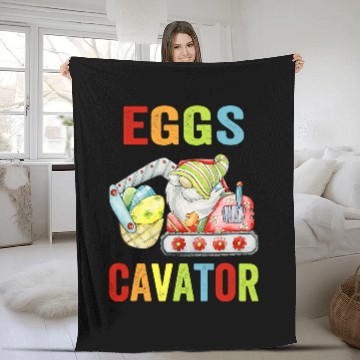 Discover Excavator Fun EggsCavator Gnome Egg Hunt Funny Excavator Happy Easter Kids Fleece Blankets