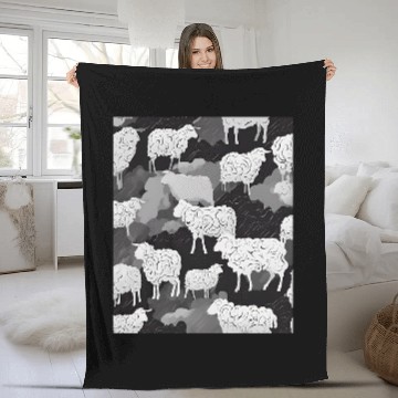 Discover Sheep Pet Silhouette Rustic Wool Elegance Fleece Blankets