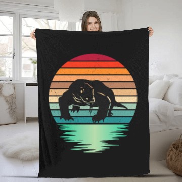 Discover Komodo Pet vintages Komodo Dragon Retro Sunset Style Reptile Lover Baseball Tees Fleece Blankets