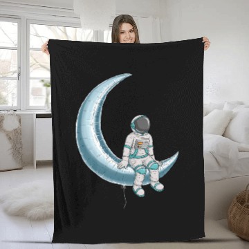 Discover Astronaut Job Floats on Crescent Moon Silver Balloon Baseball Tees Fleece Blankets