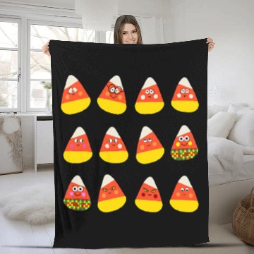 Discover Autism Puzzle Candy Corn Fall Halloween Fleece Blankets