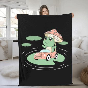 Discover Frog Pet in Car with Mushroom Water Lily Cottagecore Baseball Tees Fleece Blankets