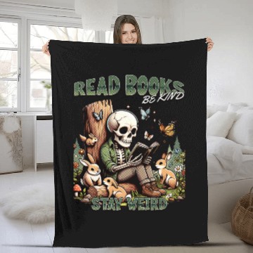 Discover Book Fun Read Books Be Kind Stay Weird 2 Fleece Blankets
