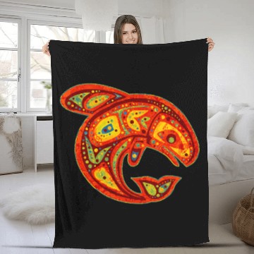 Discover Whale Pet Native American Totem ORCA Killer Whale 7 Fan Fun Fleece Blankets