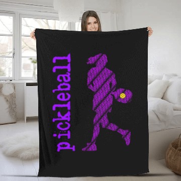 Discover Sport Pickleball Player Typography V Neck Purple Zip Fleece Blankets