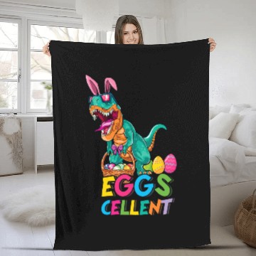 Discover Dinosaur Pet Roar Raptor Dinosaur Bunny Egg Excellent Happy Easter Sunday Fleece Blankets