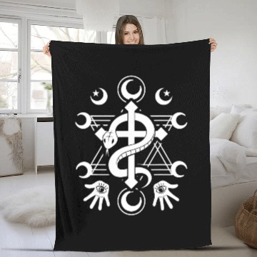 Discover Snake Pet Crescent Moon Pagan Hamsa Hand All Seeing Eye Occult Fleece Blankets
