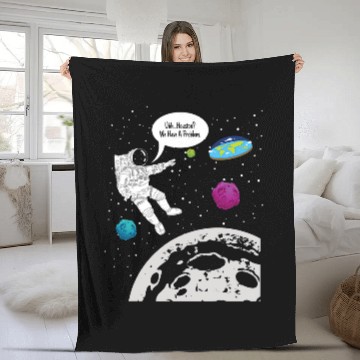Discover Astronaut Job Funny Moon Landing Astronaut Flat Earth Fleece Blankets