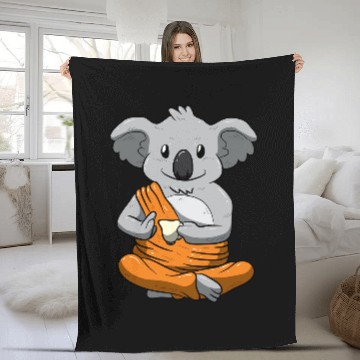 Discover Koala Pet Koalafied Buddha Koala Drinking Tea Zip Fleece Blankets