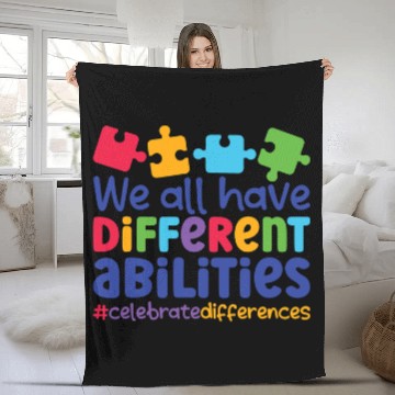 Discover Autism Puzzle We All Have Different Abilities Neurodiversity Autism Mom Baseball Tees Fleece Blankets