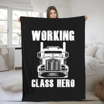 Discover Truck Fun 18 Wheeler Truck Driver Working Class Hero Fleece Blankets