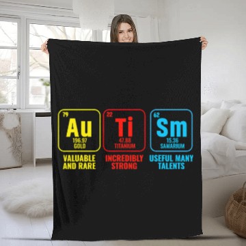 Discover Autism Puzzle Elements Periodic Table Awareness ASD Men Women Fleece Blankets