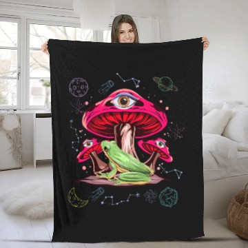 Discover Frog Pet psychedelics Hippie Frog Toad Mushrooms Forest All Seeing Eye Zip Fleece Blankets