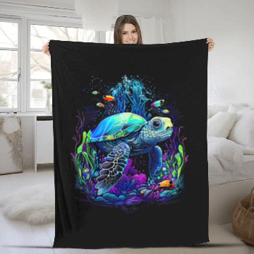 Discover Turtle Pet Tortoise Waterturtle Ocean Natural Environment 1 Fleece Blankets