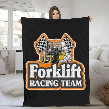 Discover Forklift Fun Racing Team Retro vintages Funny Forklift Driver Zip Fleece Blankets