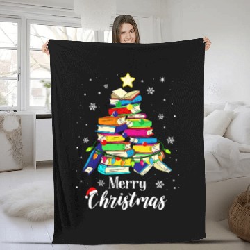 Discover Book Fun Christmas Library Tree Love Reading Books Librarian Fleece Blankets