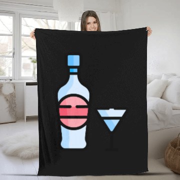 Discover Martini Glass Green Olive Bartender Vodka Gin Cocktail Drink Fleece Blankets