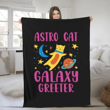 Discover Space Astronaut Cat Lover Pet Owner Cosmic Spaceman Planet 29 Fleece Blankets