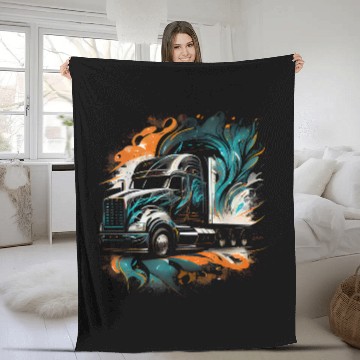 Discover Truck Fun 18 Wheeler Trucker 6 8 Fleece Blankets