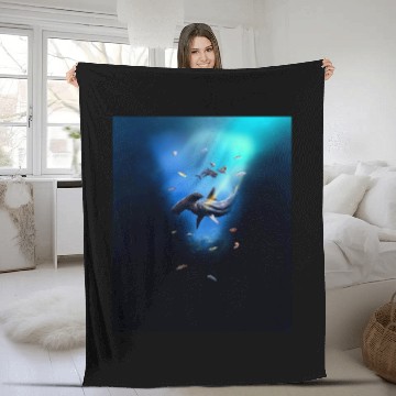 Discover Shark Pet Hammerhead Shark Underwater Ocean Baseball Tees Fleece Blankets