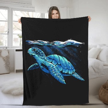 Discover Turtle Pet Hand painted Fleece Blankets