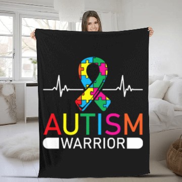Discover Autism Puzzle Warrior Autistic Ninja Spectrum Asperger Syndromes Fleece Blankets