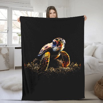 Discover Turtle Pet Tortoise Waterturtle Ocean Natural Environment 8 Fleece Blankets