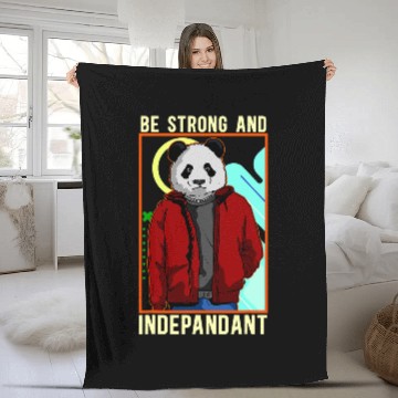 Discover Hipster Panda Bear Be Strong And Independent Pun Pandas Rock Baseball Tees Fleece Blankets
