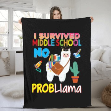 Discover Llama Pet I Survived Middle School No Probllama Llama Graduate Grad Baseball Tees Fleece Blankets