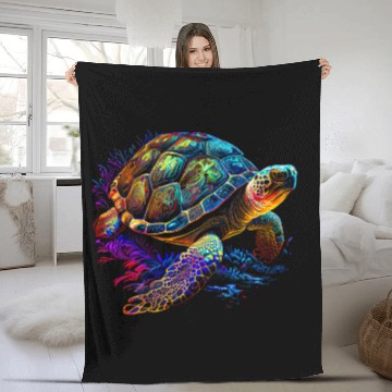 Discover Turtle Pet Tortoise Waterturtle Ocean Natural Environment 3 Fleece Blankets