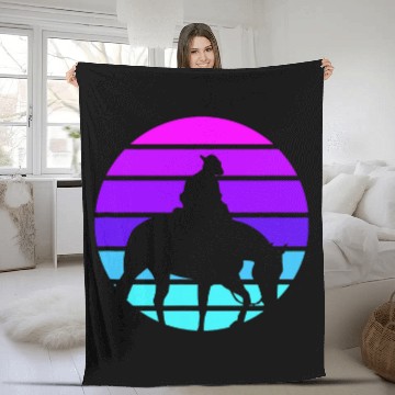 Discover Horse Pet Synthwave Cowboy Horse Fleece Blankets