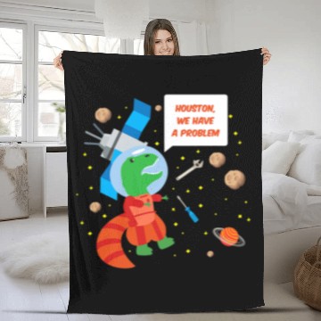 Discover Dinosaur Pet Astronauts Funny Trex Astronaut Houston We Have a Problem Zip Fleece Blankets
