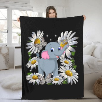 Discover Elephant Mammal Daisy Flower Butterfly Fleece Blankets
