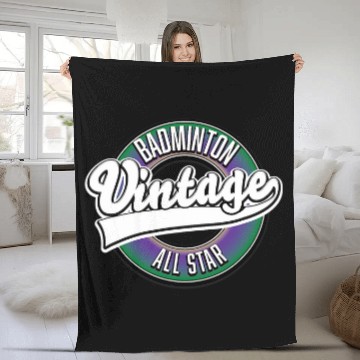 Discover Sport Badminton vintagess all star logo Fleece Blankets