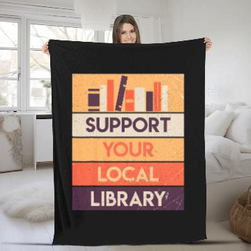 Discover Book Fun Support Your Local Library Book Lover Reader Librarian Gift 1 Fleece Blankets