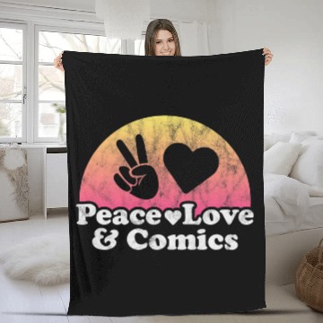 Discover Book Fun Peace Love and Comics Comic Baseball Tees Fleece Blankets