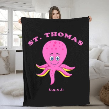 Discover Octopus Pet Kids Childrens St Thomas USVI Octopus Vacation Fleece Blankets