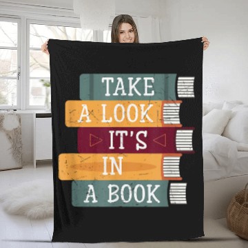 Discover Book Fun Take A Look Its A Book Retro Rainbow Reading Bookworm 1 Fleece Blankets