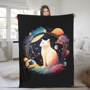 Discover Astronaut Cat or Funny Space Cat on Galaxy Cat Zip Fleece Blankets