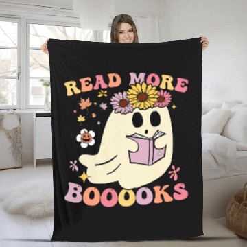 Discover Book Fun Read More Booooks Librarian Teacher Halloween Reading Fleece Blankets